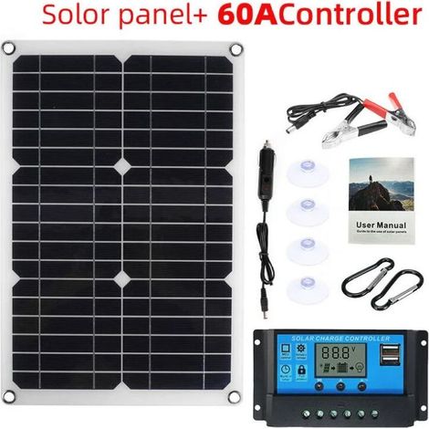 Kit de panneau solaire 20w 12v contrôleur de chargeur de batterie caravane bateau extérieur (1/5)