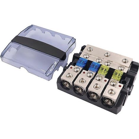 Module de boîte à fusibles compatible avec les autoradios LED, entrée/sortie 0/4 AWG, modification d'amplificateur audio mini ANL 60 A x 2 + 100 A x 2 (1/5)