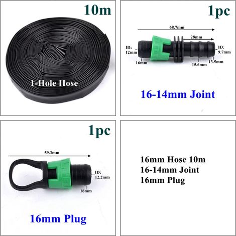 (Tuyau 1 trou de 10 m, épaisseur 0,3 mm, espacement des trous 50 cm) Système d'irrigation goutte à goutte à 1 trou, tuyau d'arrosage, raccord pour jardin, arbres fruitiers et légumes, fertilisation, i (1/5)
