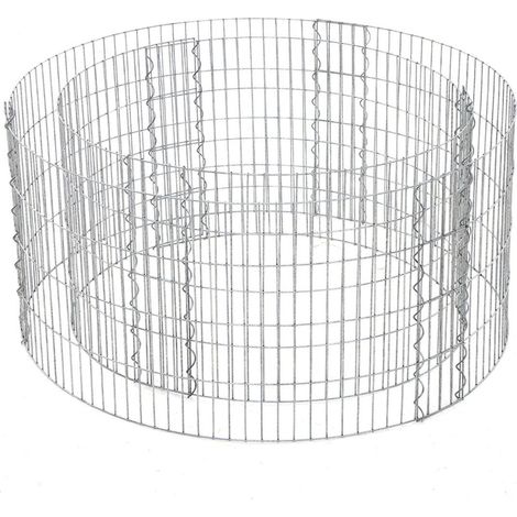 Gabión redondo para piedras cesta de piedra de metal malla fina 2,5 x 10 cm acero galvanizado inoxidable 90 x 40 cm (ø x h) para piedras de 10 cm decoración de jardín plata 120001933 (1/4)
