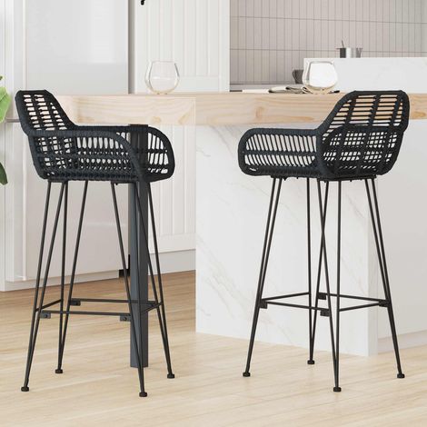vidaXL Chaise de bar 2 pcs 55 x 52 x 105 cm Rotin et métal