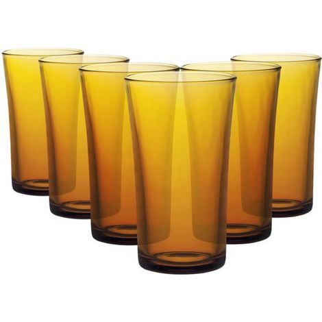 Verres à cocktail Lys ambrés - 28 cl - Verre trempé - Lot de 6 - Verres à eau / Verres à boissons sans alcool