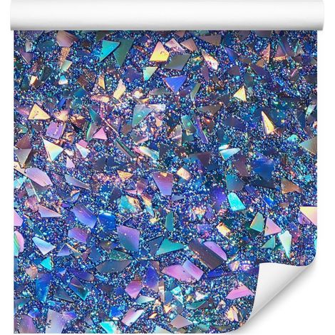 Papier peint à paillettes irisées bleues, violettes et turquoise 50x1000 cm (1/5)
