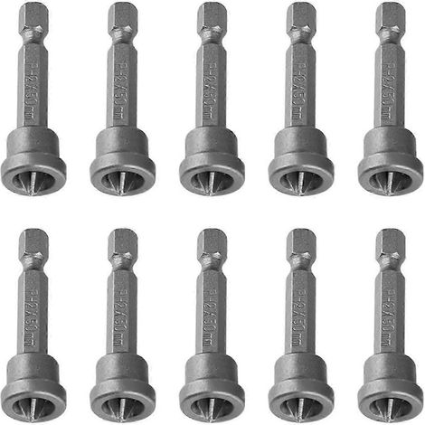 Ensemble de 10 embouts de tournevis magnétiques à tige hexagonale PH2 de 50 mm pour le positionnement des plaques de plâtre (1/5)