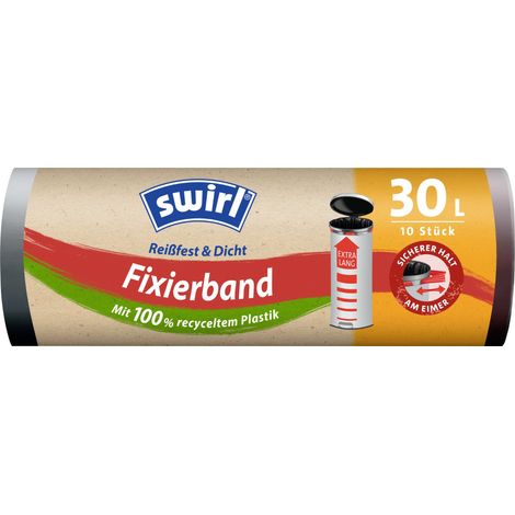 Swirl® Fixierband-Müllbeutel XL 30 L Reißfest & Dicht Mülltüte Müllsack (1/2)