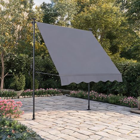 Store banne à bras articulé sans perçage 200 x 120 cm gris (1/5)