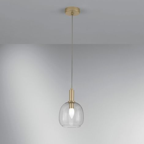 LAMPADARIO BRANDY 1XE14 D.16XH150CM ORO E VETRO. (1/2)