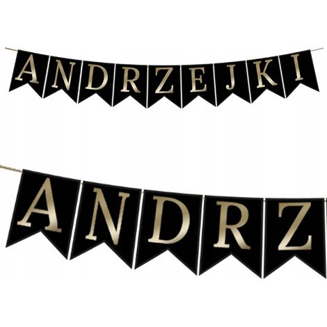 Guirnalda de banderines ST. ANDRZEJKI Adorno decorativo negro y dorado para adivinación (1/2)