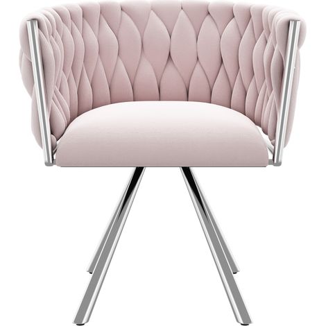 Sedia da toeletta girevole in velluto rosa con base in metallo HOMVRA (1/5)