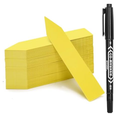 Étiquette en plastique pour plantes 100 pièces, étiquette de jardin en plastique jaune 10x2cm (1/4)