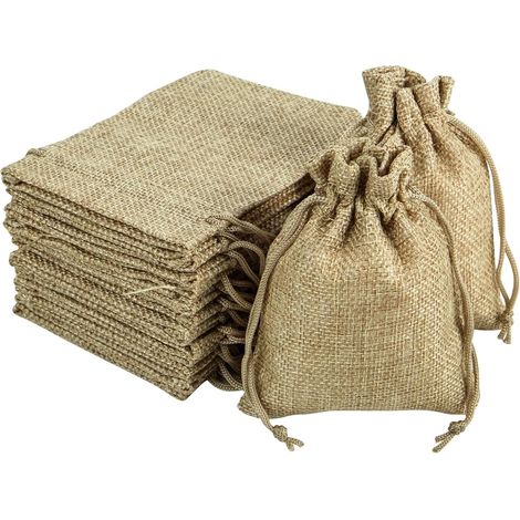 Lot de 30 pochettes en tissu et lin (9 x 12 cm) pour bijoux, mariages, Noël, fêtes (1/5)
