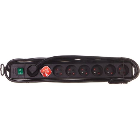 Eco-Line Steckdosenleiste 3 m /mit Schalter/ 8x230V schwarz H05VV-F 3G1.5 1159301018