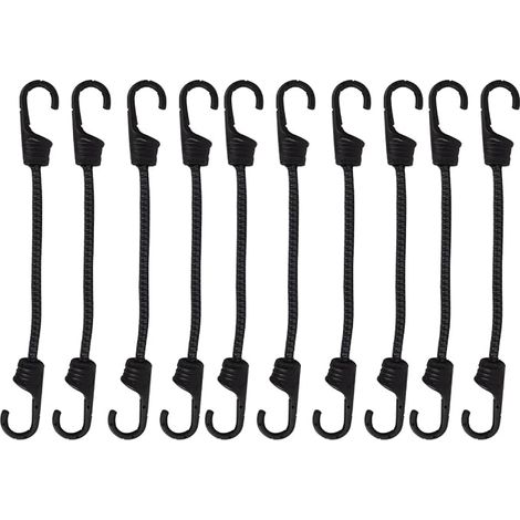 10 Pack Elastic Straps with Hooks - Heavy Duty Rubber Bungee Cord, Versatile for Multi-Scene Use (12") (1/5)