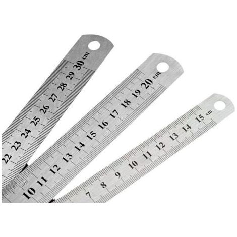 Règle en 3 parties, 15 cm, 20 cm, 30 cm, outil de mesure pour étudiants et bureaux (règle en acier inoxydable), argent (1/5)
