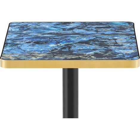 Mesa de comedor cuadrada con tablero MDF efecto mármol azul y estructura metálica 60x60x74 cm HOMVRA (1/5)
