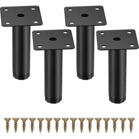 4 Pièces Pieds de Meuble. 10 cm Pieds de Meubles Réglables. Pieds de Support en Fixation en Métal pour Meubles/Bureau/Cuisine/Ca (1/5)