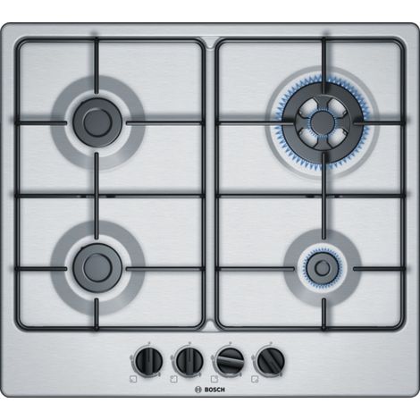 Bosch Serie 4 PGH6B5B80. Colore del prodotto: Nero, Acciaio inox, Posizionamento dell'apparecchio: Da incasso, Tipo di piano cottura: Gas. Tipo di controllo: Manopola, Posizione di controllo: Front... (1/5)