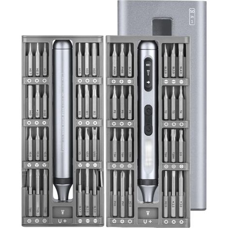 Mini tournevis électrique. ensemble de tournevis de précision avec 48 embouts magnétiques de précision. kit d'outils de réparation pour téléphone et appareil photo (48 pièces) (1/5)