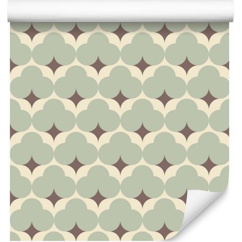 Papel pintado con estampado retro en tonos pastel para salón y dormitorio, 50x1000 cm. (1/5)