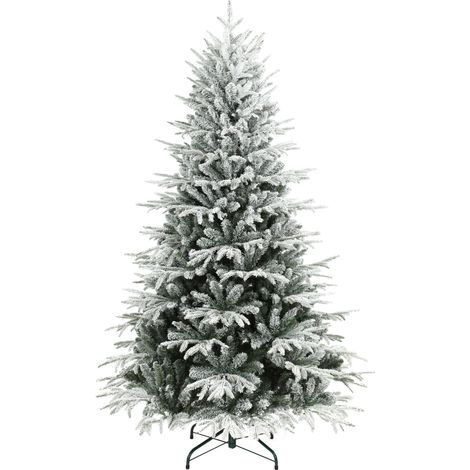 Schneebeflockter Weihnachtsbaum 180 cm mit 1920 Spitzen, Klappsystem HOMAIRE 115x115x180 cm - Grün und Weiß (1/5)