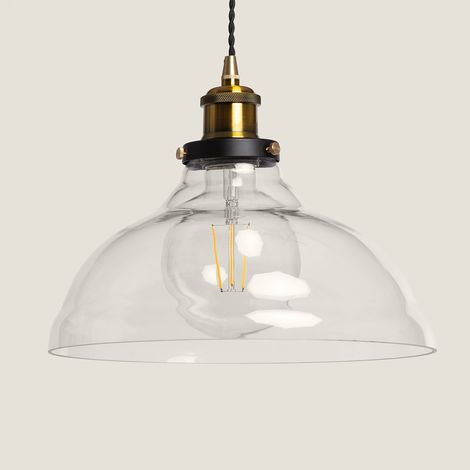 Ledkia – Suspension métal et verre Springsteen bronze – Design vintage pour ampoules E27 – Câble réglable 1,27m – Pour espaces modernes (1/7)