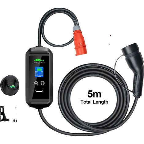 Chargeur EV Portable, Courant Ajustable, Contrôle par Application, APP-11KW-5M, TYPE2 (1/2)