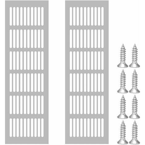 2 pièces de grilles de ventilation rectangulaires en alliage d'aluminium, maille de ventilation d'armoire, grilles de porte d'armoire décoratives, 80x250mm (1/5)
