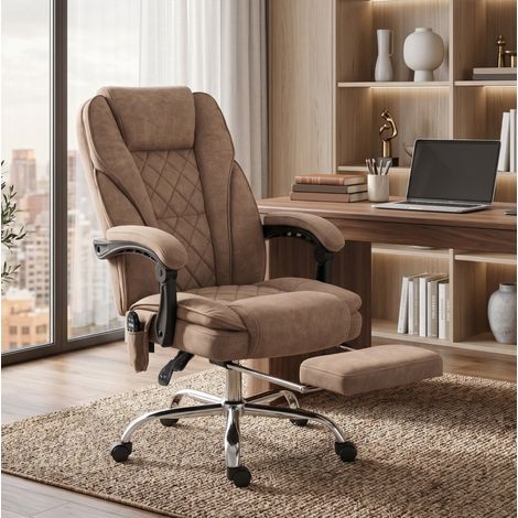 MEUBLIV Sedia da ufficio 72x67x119 cm marrone – massaggio, poggiapiedi, reclinabile (1/5)