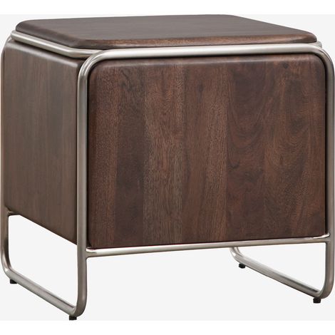SKLUM Nachttisch 45x45 cm aus Akazienholz und Edelstahl Altrex              Akazienbraun dunkel                     