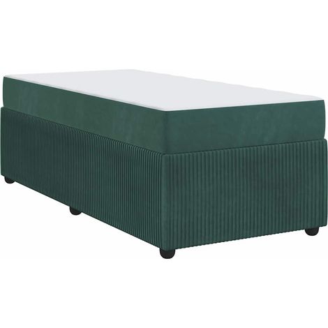 Lit simple,Lit adulte,Cadre de lit avec matelas Vert foncé 90 x 200 cm Velours CFW9304646 (1/5)