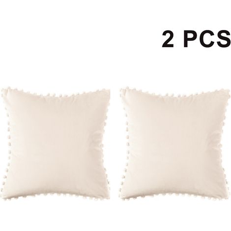 Weiche Samtkissenbezüge mit Quasten, einfarbig, 45x45cm, geeignet für Sofas, Schlafzimmer und Autos, 2er-Set. (1/5)