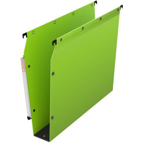Dossier suspendu plastique pression L'Oblique AZ fond 5 cm pour armoire - vert - Lot de 10
