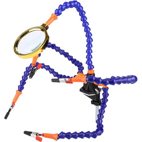 Station de soudage flexible à cinq bras avec pince et loupe intégrée (sans ventilateur). (1/5)