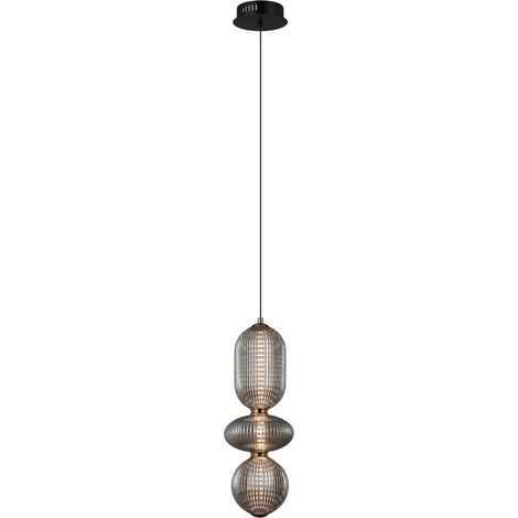 Sospensione Italux NICO nera vetro fumé LED 15W 3 luci (1/2)