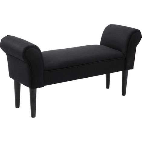Banc de lit, design intemporel, revêtement souple, jusqu'à 130 kg, noir, 102 x 36 x 51 cm