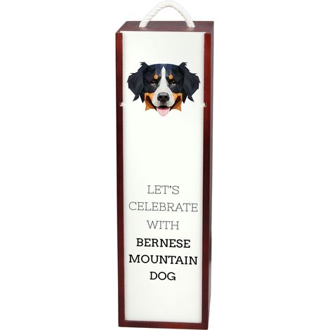 Perro de montaña bernés - caja de vino geométrica con foto e inscripción de Art-Dog (1/5)