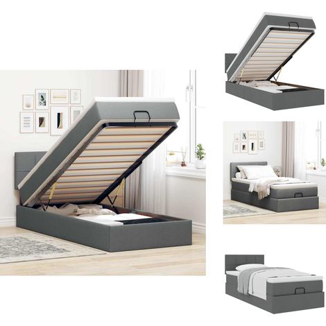Cadre de lit ottoman avec matelas gris foncé 90x190 cm tissu - Cadre De Lit Ottoman - Cadres De Lit Ottoman - Cadre De Lit - Cadre De Lit Avec Rangement (1/5)