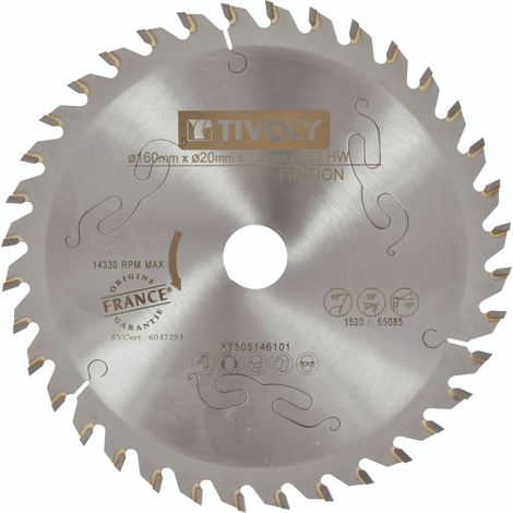 Tivoly • Lame de Scie Circulaire • Ø160mm • 36 Dents en Carbure • Excellente Finition • Pour Scie Portative • Pour Découpe du Bois (1/2)