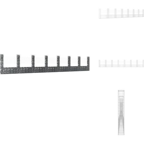 Panier de gabion en forme de U avec 8 poteaux Fer 860x20x150 cm - Panneau De Cloture - Clôture Rigide - Mur De Soutènement - Gabion - Jardinerie (1/5)