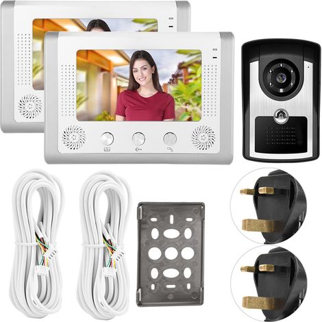 Kit Sonnette Vidéo 7 Pouces HD Interphone Porte 801FC12 (Prise UK) (1/5)