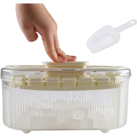 Set di 63 vaschette per cubetti di ghiaccio con coperchi e contenitori a 3 strati - Facile apertura a pulsante - Impilabili - A tenuta stagna - Perfette per cocktail, whisky e caffè (1/5)