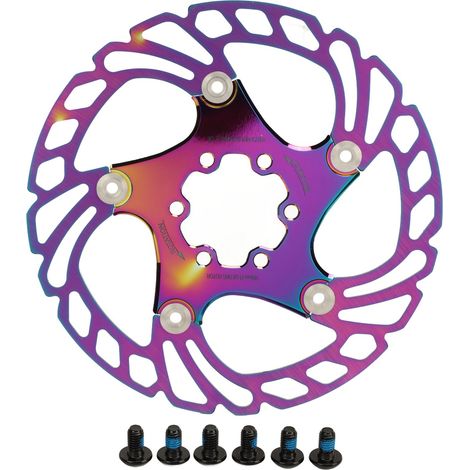 Disque de frein flottant 6 trous haute dureté pour VTT, rotor en acier inoxydable 160mm coloré (1/5)