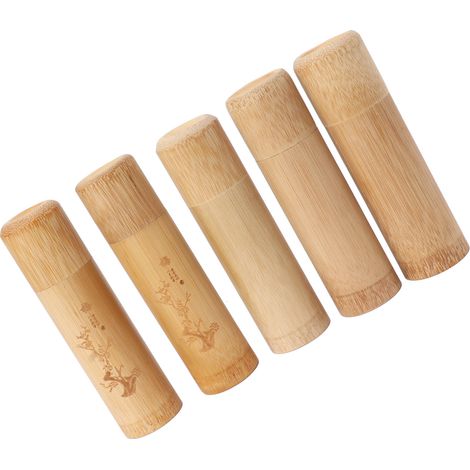 5 pots de voyage en bambou de 12 cm pour thé, café ou noix, lot avec 2 pots motif fleur de prunier et 3 unis, rangement pratique