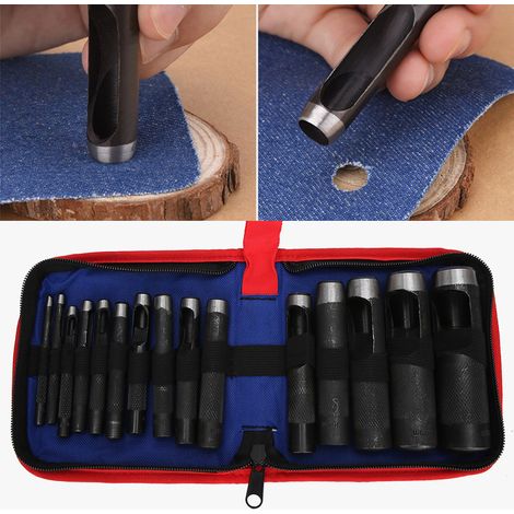 Perceuse à Cuir 15 Pièces avec Poinçons (3-25mm) pour Travail du Cuir et Maroquinerie (1/5)