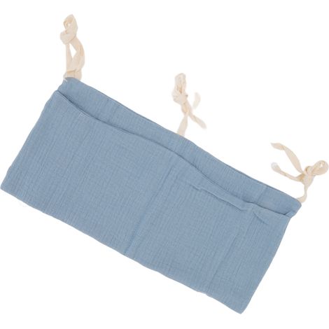 Poche de rangement suspendue pour lit bébé, 2 compartiments, sangle ajustable, idéale pour jouets, bleu foncé (1/5)