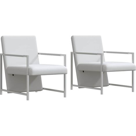 Maison Exclusive - Sessel 2 Stk. Verchromtes Gestell Weiß Kunstle