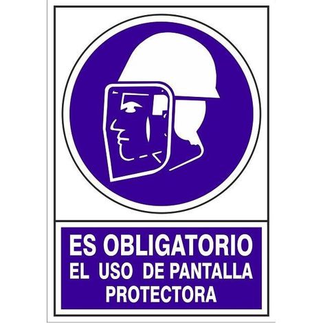 señal 609 adhesiva 148x105''obl.uso pant'' es obligatorio uso pantalla protectora