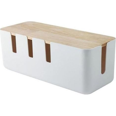 Kabelaufbewahrungsbox, Steckdosenabdeckung aus Gummibaumholz, rutschfestes ABS, 9,1 x 18 x 12,7 cm, für Wohnzimmer und Büro (1/5)
