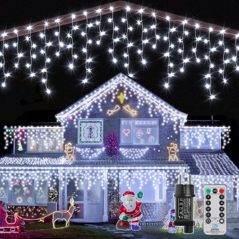 Guirlande Lumineuse Extérieur Rideau 15m 600 LED Eclairage IP44 Blanc Froid avec Télécommande Decoration Maison Patio Fenêtre (1/5)