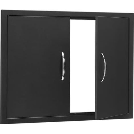 Porte d'accès pour barbecue - Duoku - 788 x 610 mm - Porte double pour cuisine extérieure, porte murale avec poignées intégrées (1/5)
